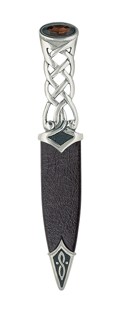 Celtic Knot Pewter Handle Sgian with Stone