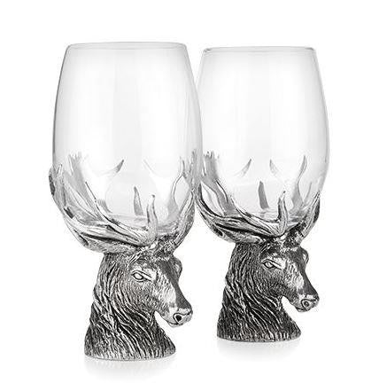 Stag Pewter Glasses Pair