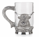 Highland Coo Pewter Glass Pair Limited Stock
