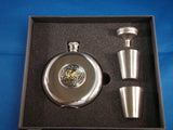 Flask Set Round - Welsh Dragon Gilt