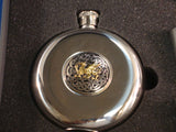 Flask Set Round - Welsh Dragon Gilt