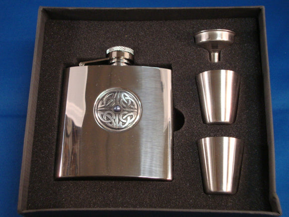 Flask Set Hip - Celtic Knot with Stone