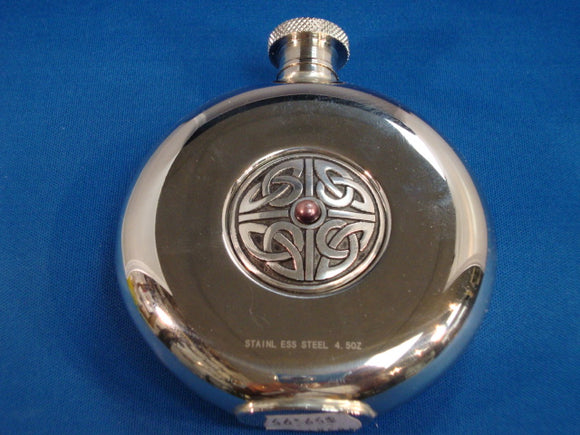 Flask Round - Celtic with Stone
