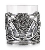 Highland Coo Pewter Glass Pair Limited Stock